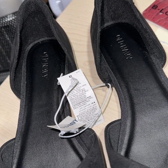 D’orsay black flats faux leather suede bling rhinestone pave bow front 8 - Picture 4 of 4